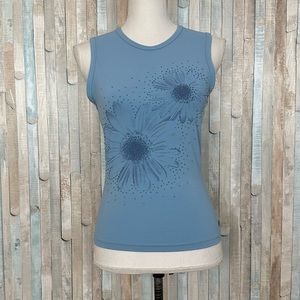 Vintage S Rampage 90s Y2K Stretch Floral Sequin Rhinestone Embellished Tank Top